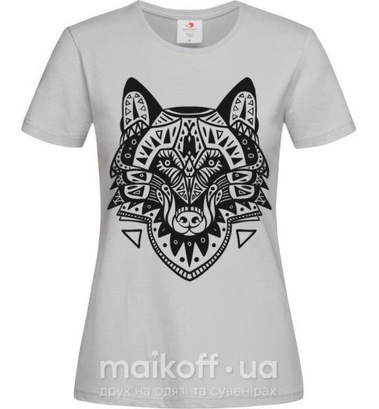 Женская футболка Wolf drawing Серый фото