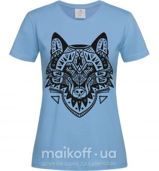Женская футболка Wolf drawing Голубой фото