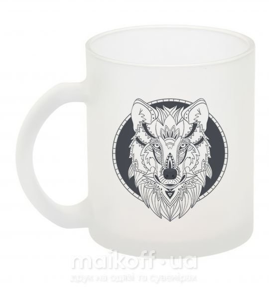 Чашка скляна Wolf grey drawing Фроузен фото