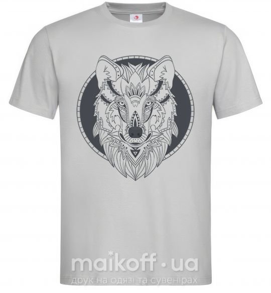 Мужская футболка Wolf grey drawing Серый фото