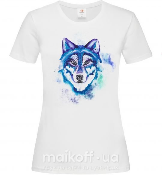 Женская футболка Watercolor wolf Белый фото