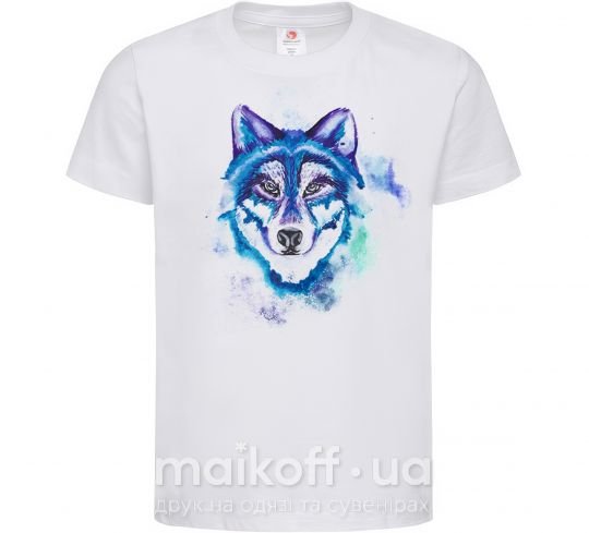 Детская футболка Watercolor wolf Белый фото