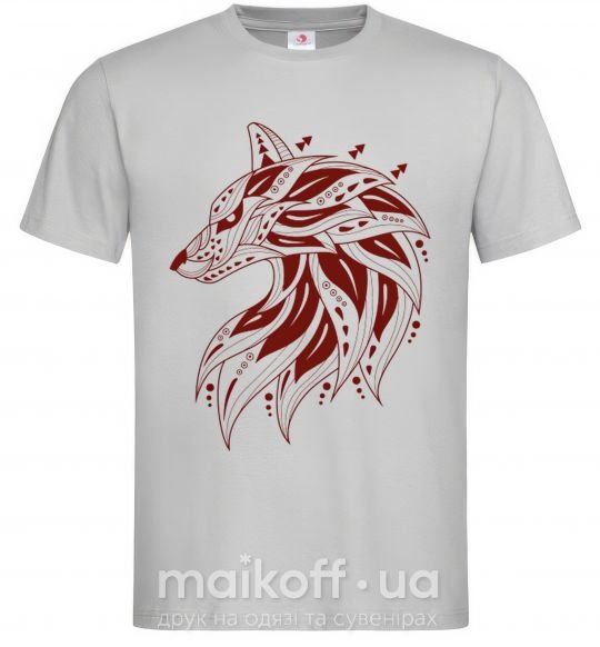 Чоловіча футболка Бордовый волк Сірий фото