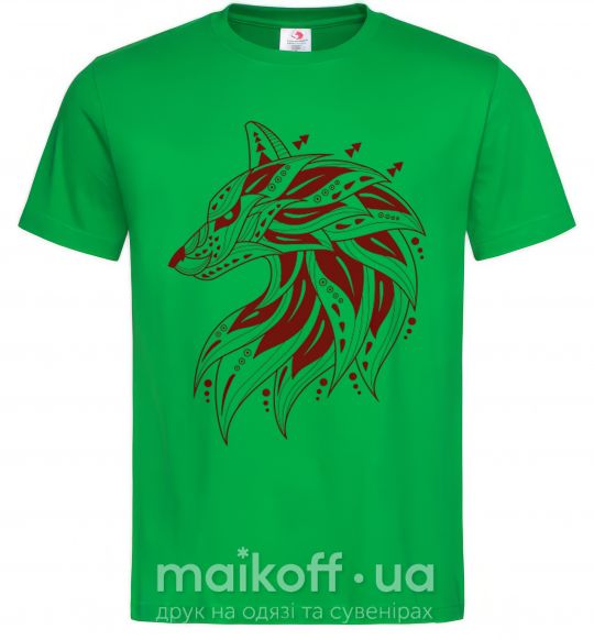 Чоловіча футболка Бордовый волк Зелений фото