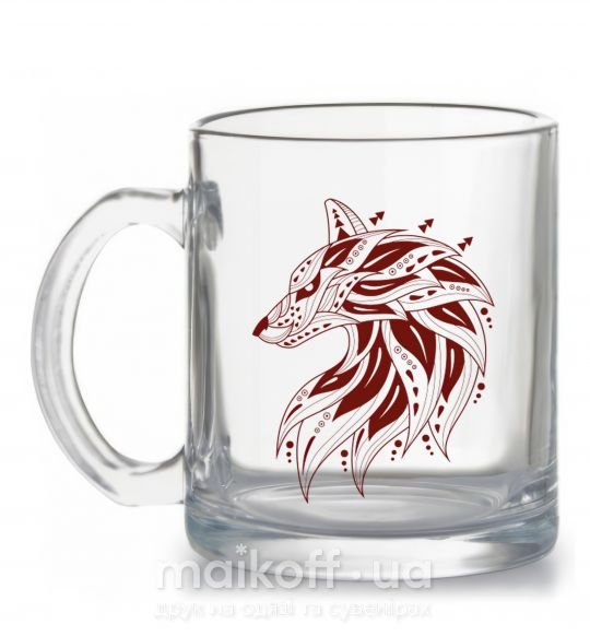 Чашка скляна Бордовый волк Прозорий фото