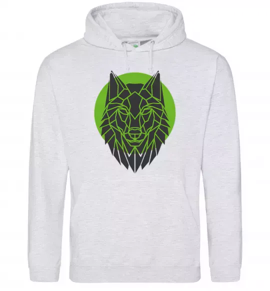 Мужская толстовка (худи) Round wolf Серый меланж фото