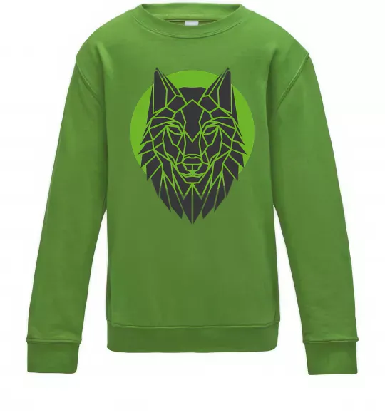 Дитячий світшот Round wolf Лаймовий фото