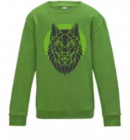 Детский Свитшот Round wolf Лаймовый фото