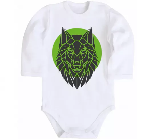 Детский боди Round wolf Белый фото