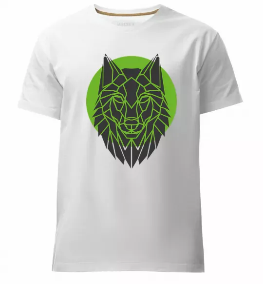 Мужская премиум футболка Round wolf Белый фото