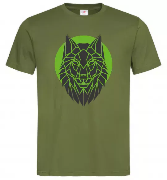Чоловіча футболка Round wolf Оливковий фото