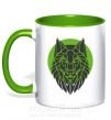Чашка з кольоровою ручкою Round wolf Зелений фото