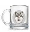 Чашка стеклянная Волк в овале Прозрачный фото