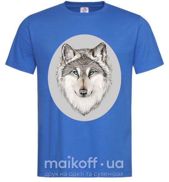 Мужская футболка Волк в овале Ярко-синий фото
