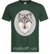 Мужская футболка Волк в овале Темно-зеленый фото