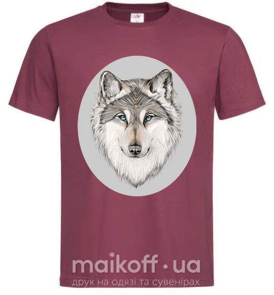 Мужская футболка Волк в овале Бордовый фото