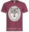 Мужская футболка Волк в овале Бордовый фото