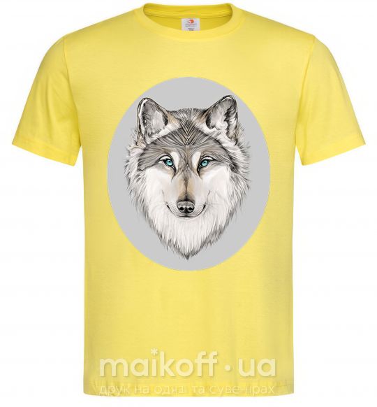Мужская футболка Волк в овале Лимонный фото