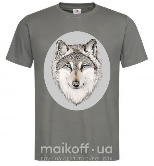 Чоловіча футболка Волк в овале Графіт фото