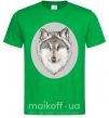 Мужская футболка Волк в овале Зеленый фото