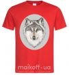 Мужская футболка Волк в овале Красный фото