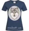 Женская футболка Волк в овале Темно-синий фото