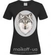 Женская футболка Волк в овале Черный фото