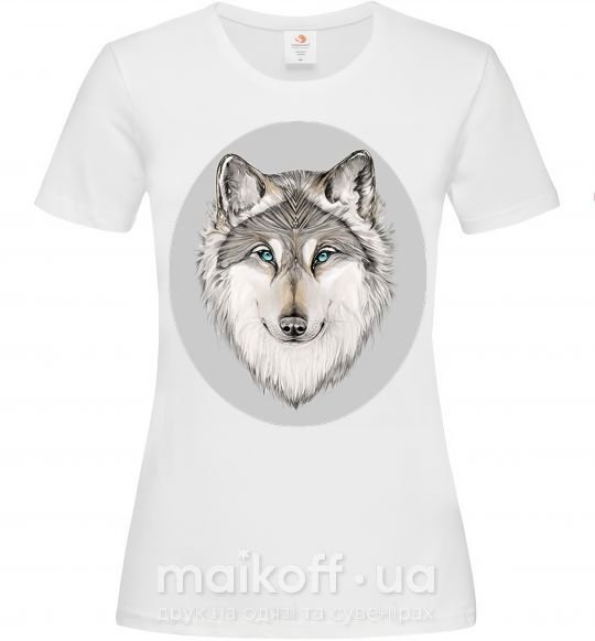 Женская футболка Волк в овале Белый фото