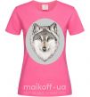 Женская футболка Волк в овале Ярко-розовый фото