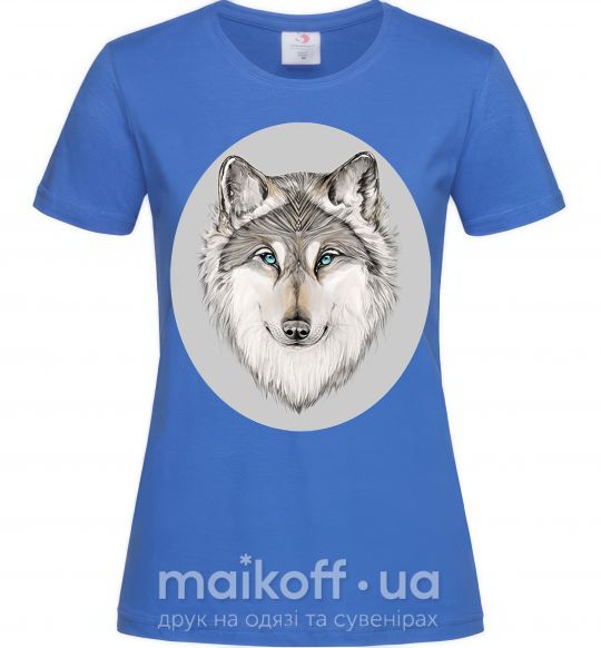 Женская футболка Волк в овале Ярко-синий фото