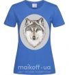 Женская футболка Волк в овале Ярко-синий фото