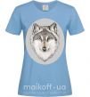 Жіноча футболка Волк в овале Блакитний фото