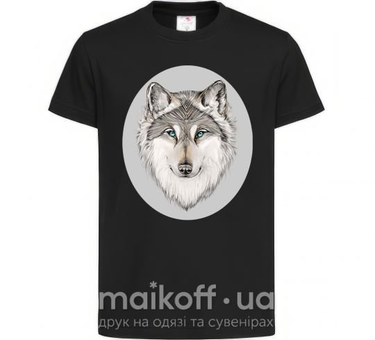 Детская футболка Волк в овале Черный фото