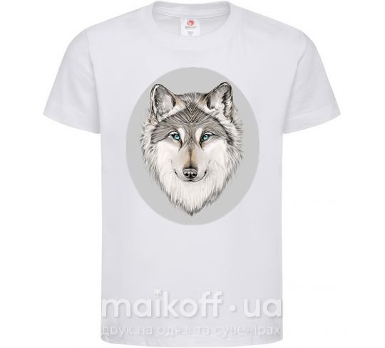 Детская футболка Волк в овале Белый фото