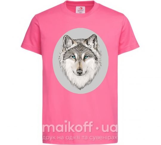 Дитяча футболка Волк в овале Яскраво-рожевий фото