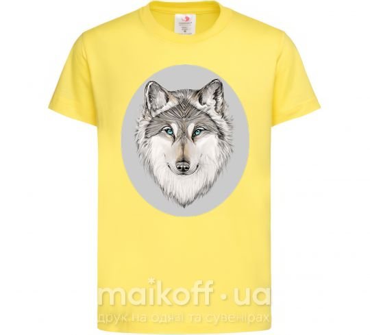 Дитяча футболка Волк в овале Лимонний фото