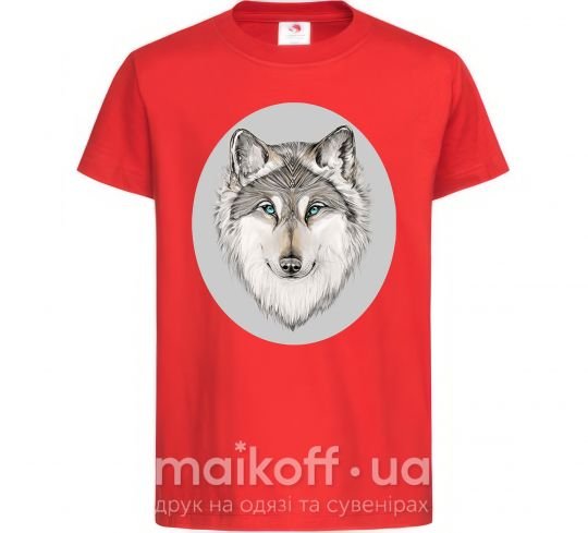 Детская футболка Волк в овале Красный фото
