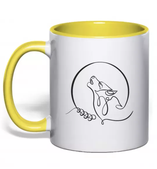 Чашка с цветной ручкой Wolf curves Солнечно желтый фото