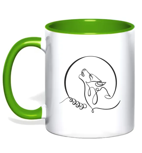 Чашка с цветной ручкой Wolf curves Лаймовый фото