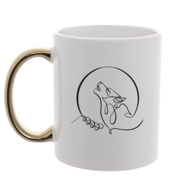 Чашка с цветной ручкой Wolf curves Золото фото