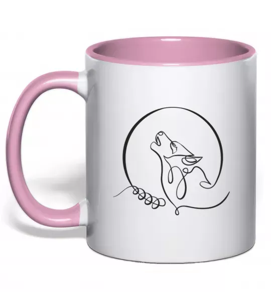 Чашка с цветной ручкой Wolf curves Нежно розовый фото