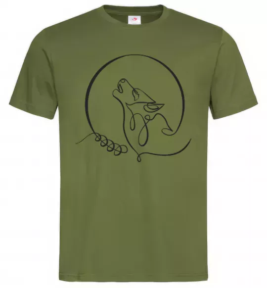 Мужская футболка Wolf curves Оливковый фото