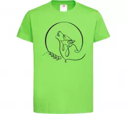 Дитяча футболка Wolf curves Лаймовий фото