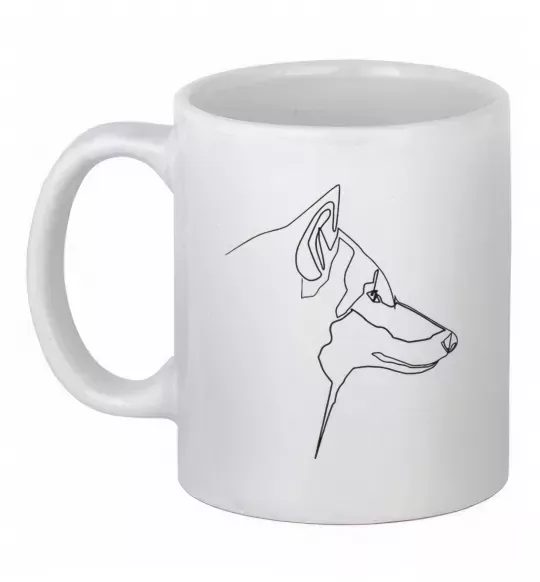 Чашка керамічна Wolf line drawing Білий фото
