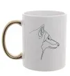 Чашка з кольоровою ручкою Wolf line drawing Золото фото