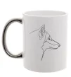 Чашка з кольоровою ручкою Wolf line drawing Срібло фото