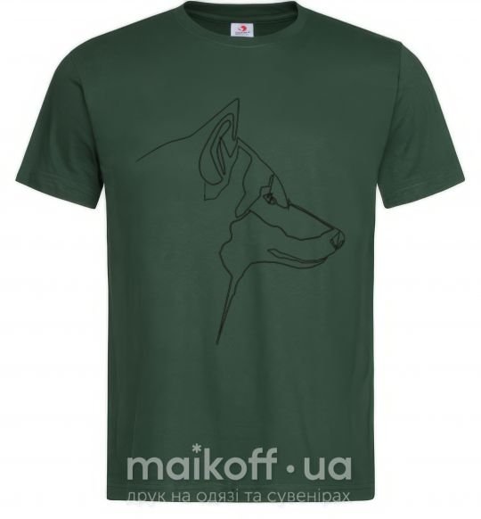 Мужская футболка Wolf line drawing Темно-зеленый фото