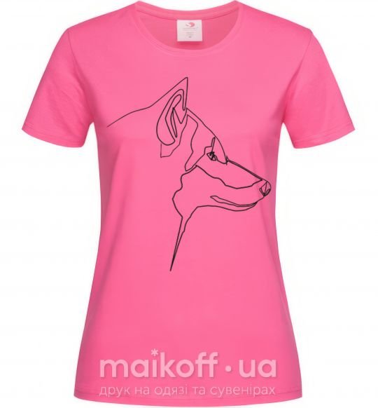 Жіноча футболка Wolf line drawing Яскраво-рожевий фото