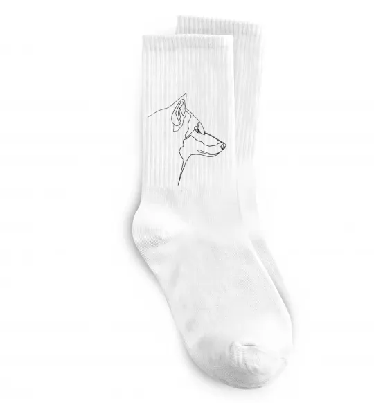 Носки Wolf line drawing Белый фото