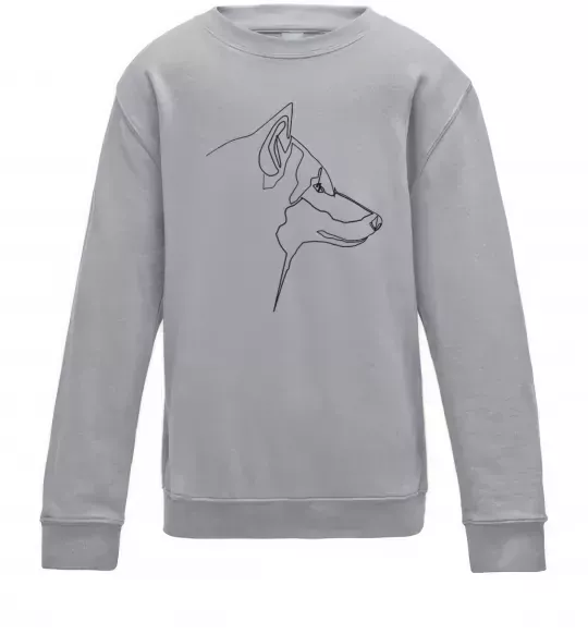 Детский Свитшот Wolf line drawing Серый меланж фото